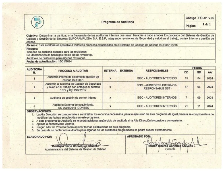 Programa de Auditoría