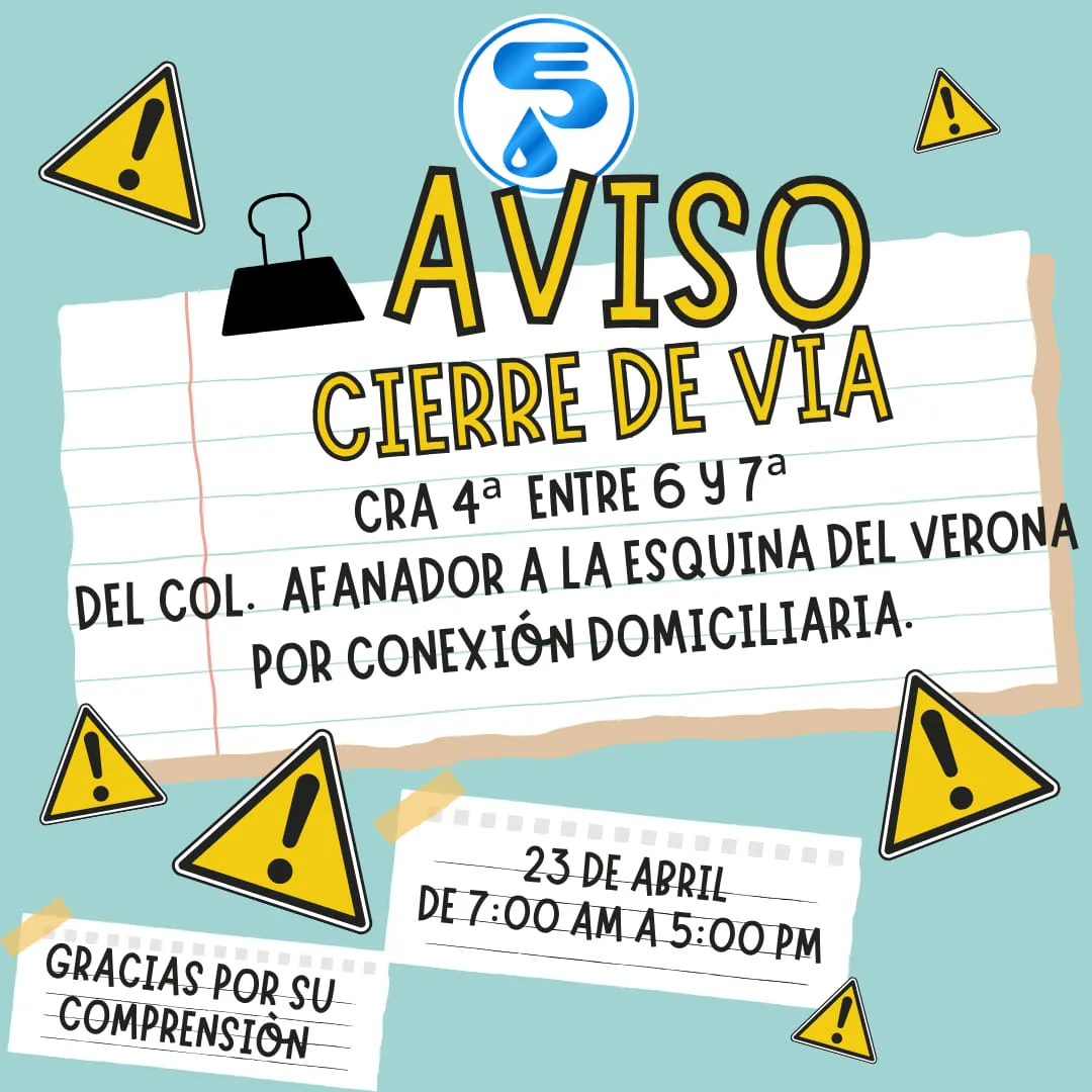 Aviso de cierre de via